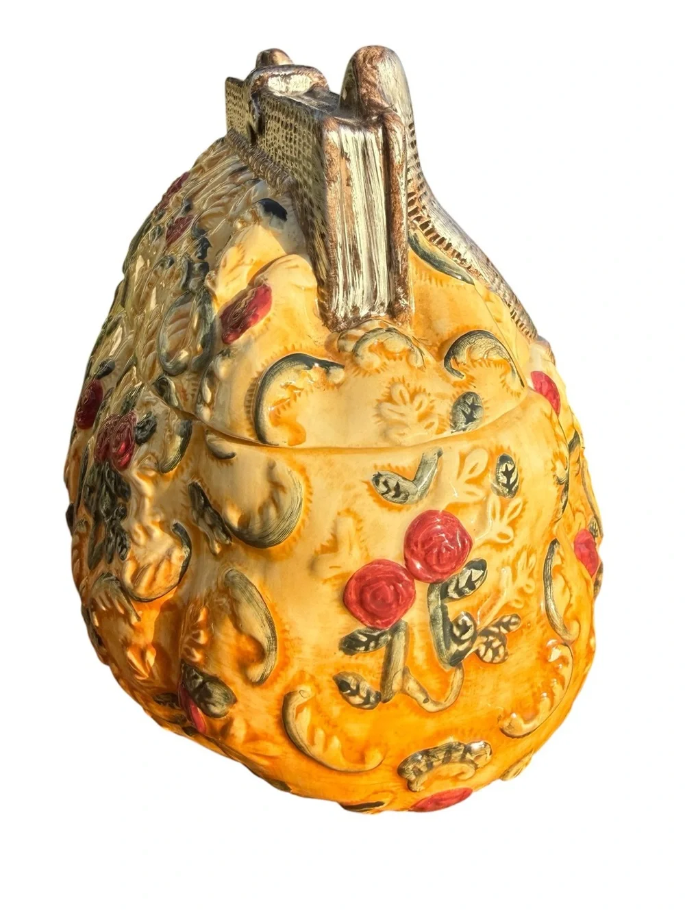 International Bazaar Purse Cookie Jar Floral Ceramic Canister Cottagecore Decor
